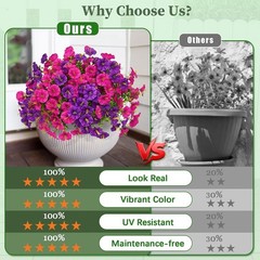12 Bundles Look Real Artificial Flowers for Outdoors, Realistic Fake Outdoor …