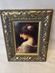 Vintage Framed Print Victorian Lady Roses Romantic «Portrait of Rosaline» Ornate