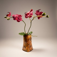 Vintage signed studio pottery vase – earthy organic glaze, 6″
