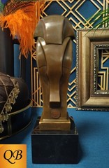 ART DECO BRONZE STATUE 1920’S STYLISED OWL FIGURINE SCULPTURE CUBIST BIRD FIGURE