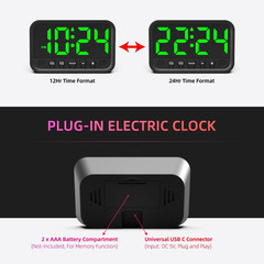Small LED Digital Clock for Bedroom, Loud Alarm Clock for Heavy Sleepers Adults,