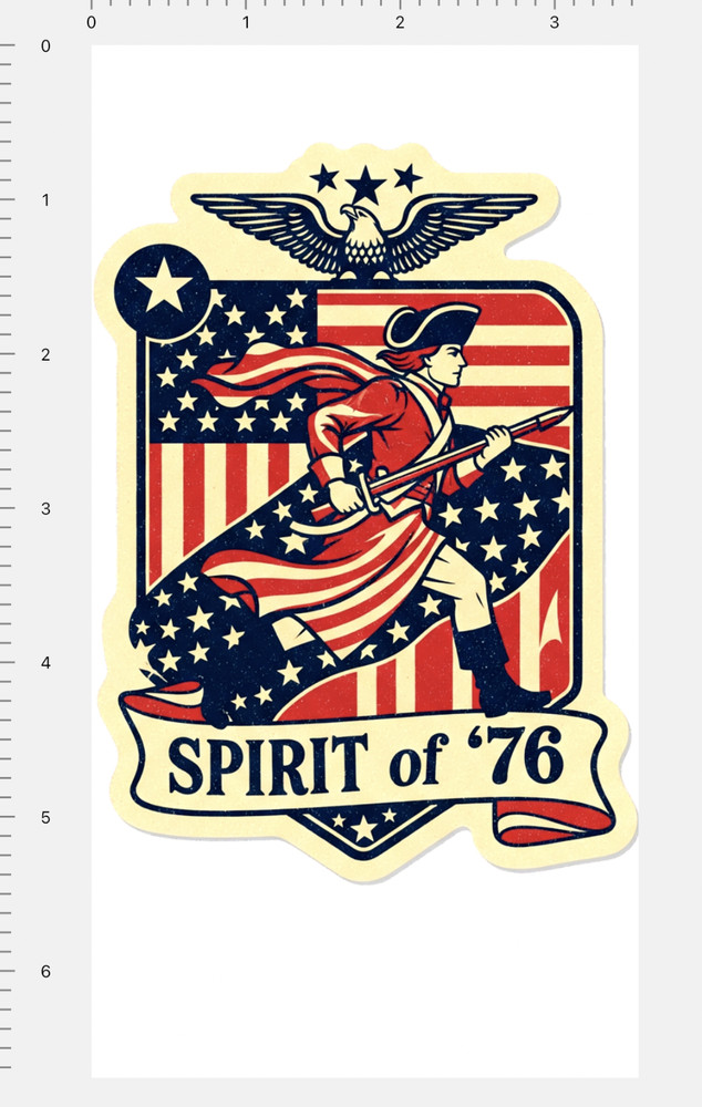 Spirit of 76 Custom Sticker 4″ x 7″ Sheet American Flag Revolutionary Soldier US