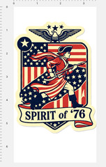 Spirit of 76 Custom Sticker 4″ x 7″ Sheet American Flag Revolutionary Soldier US