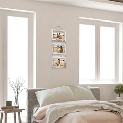 Rexllon 4×6 Wall Hanging Picture Frames Collage with 3 Opening Distressed White