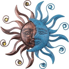 Metal Sun Moon Wall Decor Celestial Iron Hanging Art Outdoor Garden Yard Wall