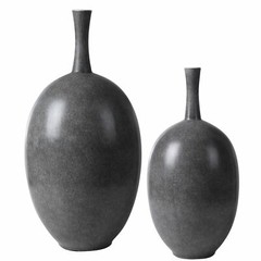 Uttermost 17711 Riordan Modern Marbled Black and White Ceramic Vases – SET OF 2