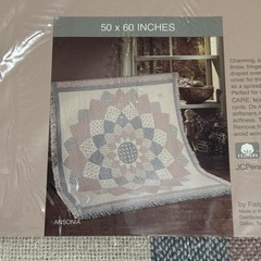 Vintage Fieldcrest Ansonia Woven Cotton Tapestry Throw 50×60 USA Grannycore