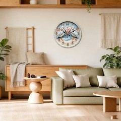 Pelican Ocean Pattern Wooden Silent Wall Clock No Battery Holiday Home Decors