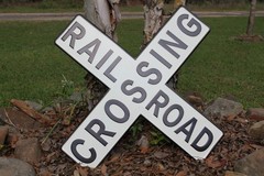 1-Large RAILROAD CROSSING Enameled Wall Sign,Collectible,Free Ship,RRW-T
