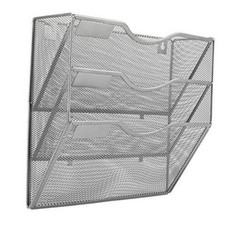Hanging Wall File Organizer, 3 Pocket Wall Mounted Mail 3 Tier Silver
