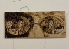 Hand Burned Wood Art Red Blue Pill Matrix Inspired Pyrography 3.75×9 • Neo