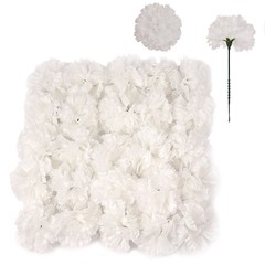 100 White Silk Carnation Picks: 5″ Floral Stems for Events, D?cor