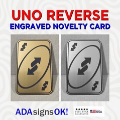 UNO Reverse Card – Novelty Engraved Card – Fits in Wallet! 2.125″ x 3.5″ – 1/16″