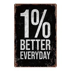 2D Metal Sign «1% Better Everyday» Decorative Plaque 8X12 Inches