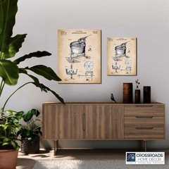 Laundry Room Artwork, Country Decor Laundry Room. Patent Washing Machine Canvas