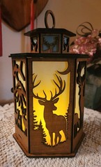 Rustic Deer Lantern Cabin Decor 6 Sided Woodland Hunting Tealight Gift