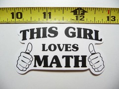 WOMEN IN GIRL LOVES MATH SMALL STICKER DECAL MATHEMATICS SCHOOL CLASS TEACHER
