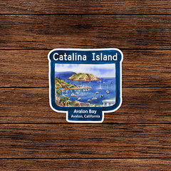 Catalina Island Avalon Bay California Watercolor Sticker #627