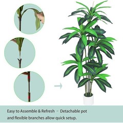 Artificial Dracaena Tree Indoor Floor Plant Realistic Faux Tree Decor Easy Care