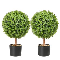 VEVOR 2 Pack 2′ Artificial Topiary Tree Faux Plant Home Decor UV Indoor Outdoor