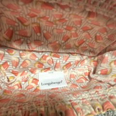 Longaberger Candy Corn Decorative Basket w/ Fabric Liner Brown Multicolor