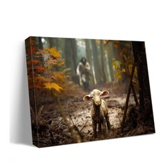 Jesus Running After Lost Lamb Christian Canvas Wall Art Prayer Room Decor