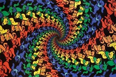 3D-GRATEFUL DEAD-DANCING BEARS SPIRAL TAPESTRY-30X45 or 60X90-LOOPS w/GLASSES