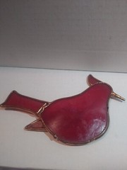 Suncatcher – Cardinal Bird 6″ Plastic Acrylic w Copper Sun Catcher ; Red Robin