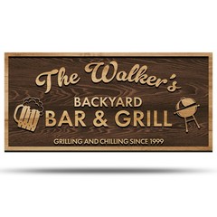 Custom Personalized Backyard Basement Home Bar Grill and Lounge Signs