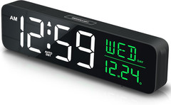 Large Display Digital Alarm Clock for Bedrooms, Date Day of Week Calendar Desk T