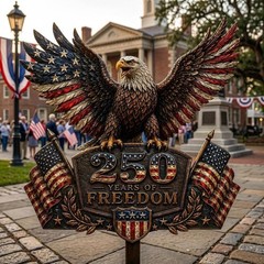 250 Years Of Freedom Eagle Metal Sign Patriotic Yard Decor American Flag Wall
