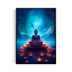 Stone Ancient Buddha Meditation Wall Art | Serene Landscape Canvas Print | Zen H