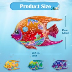 9 Inches Metal Fish Wall Art, Coastal Beach Nautical Hanging Decor (4, Fish-A)