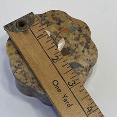 Unbranded Soapstone Trinket Box Small Tan Excellent Floral Inlay India