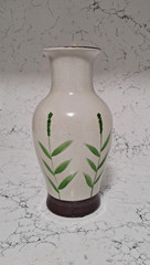 Ceramic Table Vase Hand‑Painted Leaf Design Modern Minimalist Botanical Decor
