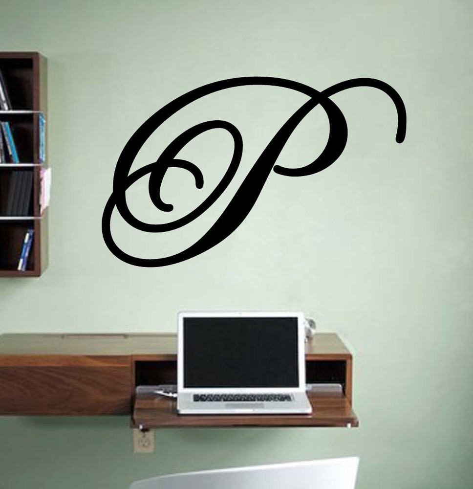 Script Wedding Letter Initial Vinyl Sticker Decal (b)