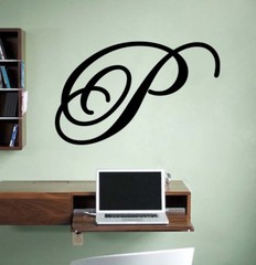 Script Wedding Letter Initial Vinyl Sticker Decal (b)