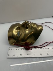 Solid Brass Masquerade Face Mask Wall Decor