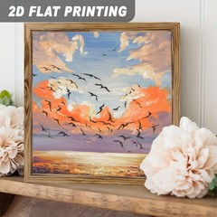 Wooden Plaque Impasto Ocean Sunset Seagull Soft Country Home Wall Decor Gift