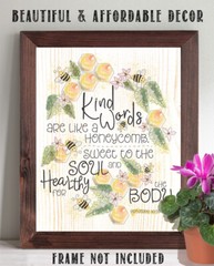 Bible Verse – Kind Words Are Like Honey – 11×14 Unframed Art Print – Great Decor