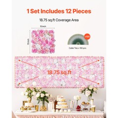 Uimoso 3D Flower Wall Panel 12PCS 15×15 in Artificial Floral Mat Wedding Privacy