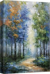 Wall26 Canvas Print Vibrant Pathway Impressionist Forest Pastel Wall Art