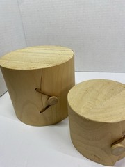 Crate&Barrel Stacking Round Birch Boxes Gift Decor Set Of 3