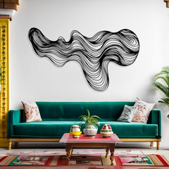 Abstract Lines Metal Wall Decor, Metal Irregular Wall Art, Geometric Line Art Sc