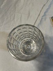Vintage Clear Diamond Cut Footed Glass Vase Ribbed Pedestal Base 6.5 Inch