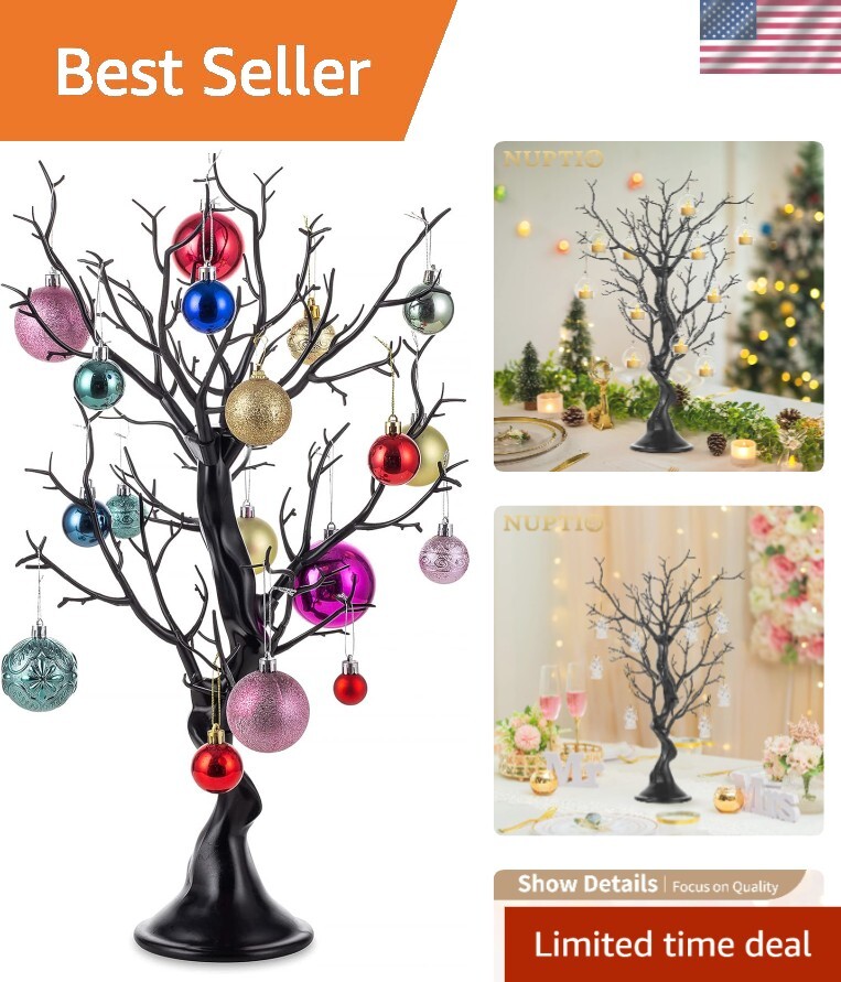 Portable 22.8in Black Christmas Ornament Display Tree – For Year-Round Decor