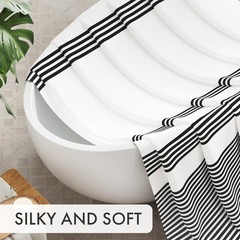 Shower Curtain, Washable Cloth Black Shower Curtain Sets with 12 Shower Curtain