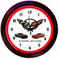 Chevrolet Corvette C5 Logo Red Neon Hanging Wall Clock 15″ Diameter 8CORVX