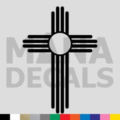 New Mexico Zia Symbol Cross Vinyl Die Cut Decal Sticker – Jesus Christ Christian