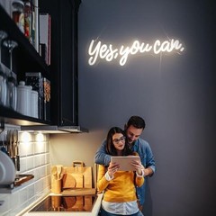 «Yes, You Can» LED Neon Sign Words Light Up Signs for Room Wall Art yes youcanW